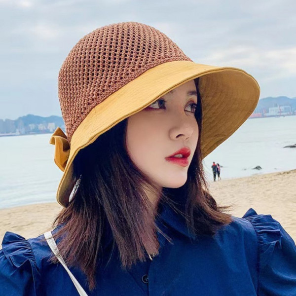 [별별창고] 라피아햇 리본 벙거지 라피아 여성 모자 챙 밀집 라탄 여자 여름