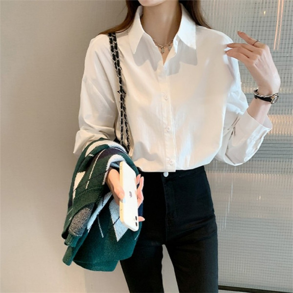 LF09600 2사이즈 루즈핏 봄 가을 간절기 기본 화이트 셔츠 남방 데일리 코디탬