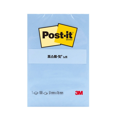 3M 포스트잇 일반 656 하늘 점착식 메모지 51 76 100매