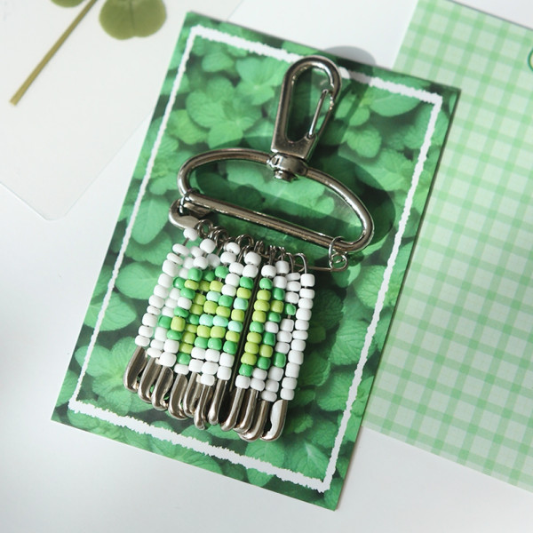 옷핀 미니 비즈발 키링 만들기 세트 시즌2 PIN 키트 네잎클로버 DIY 클로버 비즈키링
