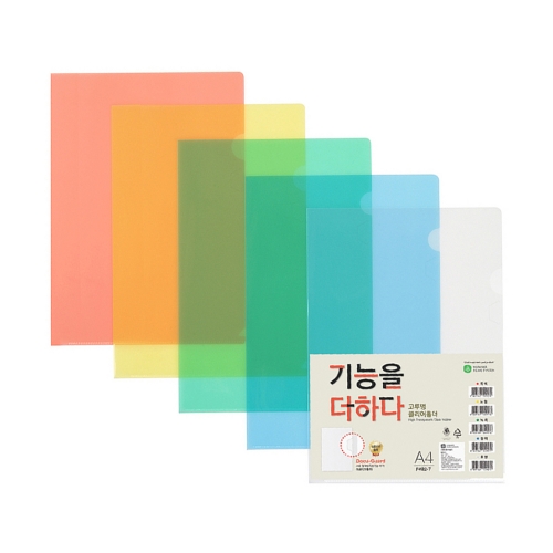 문화 고투명클리어홀더 L홀더 F492 7 파랑청색 A4 박스 106개