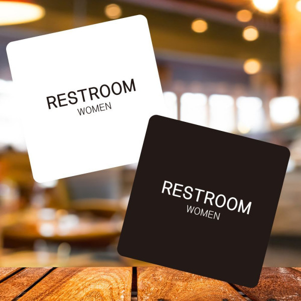 RESTROOM WOMEN3 부착형 정사각 소형안내판 13x13cm 디자인문패