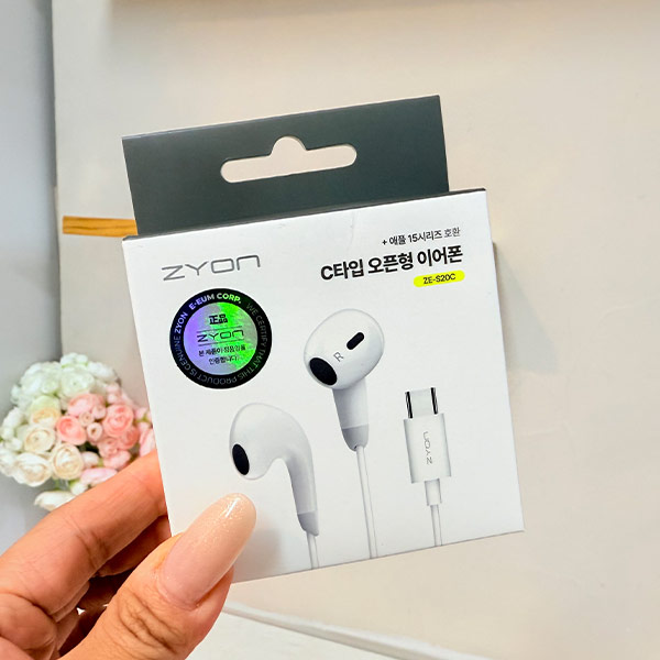 자이온 C타입 오픈형 이어폰 ZE S20C 화이트