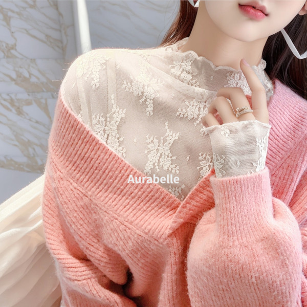 아우라벨르 꽃부케 레이스블라우스 레이어드이너 해변휴양지룩 원피스블라우스 모노키니수영복