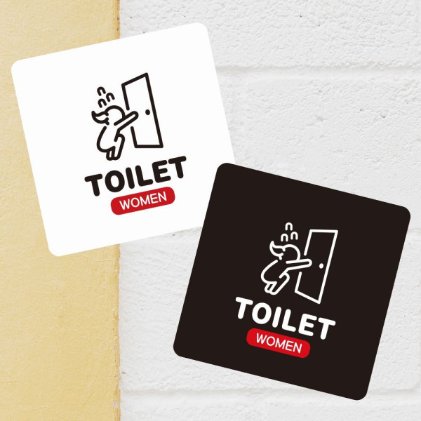 TOILET WOMEN 부착형 정사각 소형안내판 13x13cm 디자인문패