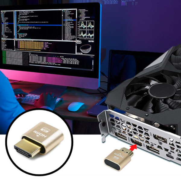 HDMI 더미 플러그 가상 모니터 어댑터 흐드미 노트북 원격 데스크톱 잠금 절전 모드