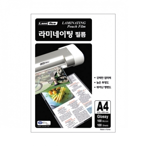 라미에이스 코팅지 A4 100mic 100매입 216 303mm 국내산 박스 10