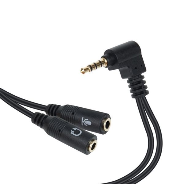 AUX 4극 스테레오 M to Fx2 꺾임 2분배 케이블 10cm