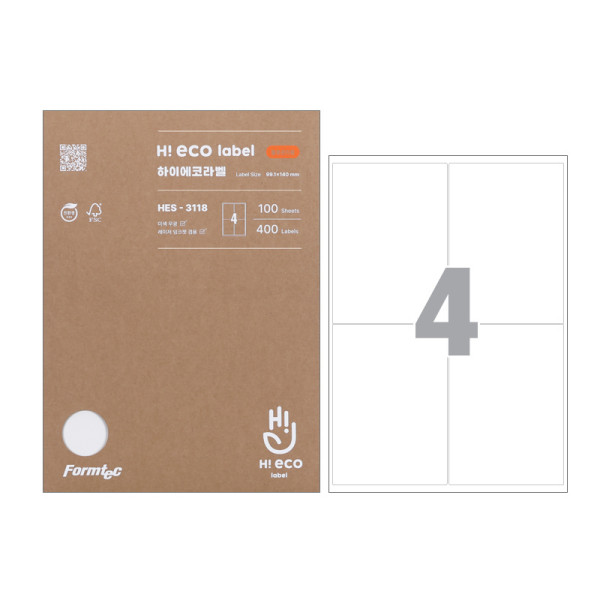 폼텍 하이에코 물류관리용라벨 HES-3118 A4 100매