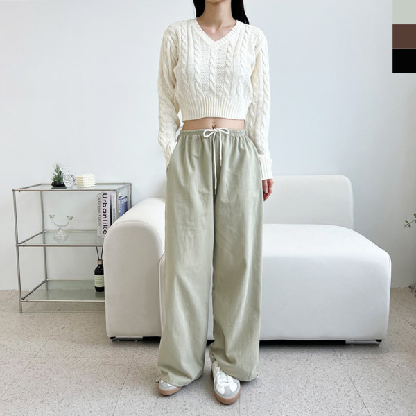 GQQ SF1038W 여자 스토퍼 코튼 트윌 팬츠 허리 편안한 바지 조거 와이드