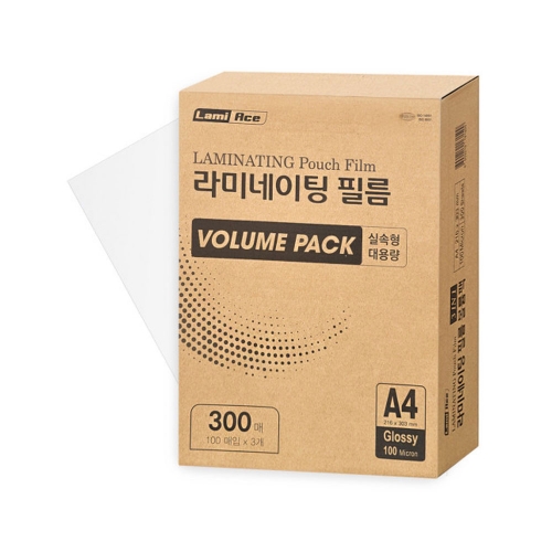 라미에이스 코팅지 A4 100mic 300매입 볼륨팩 216 303mm 국내산