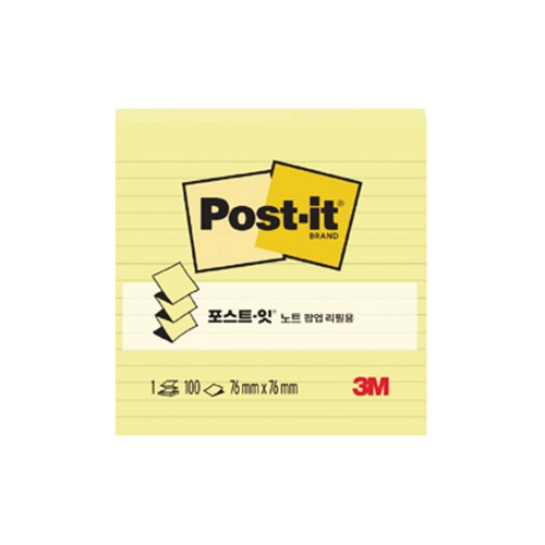 3M 포스트잇 팝업리필 KR 330 L654 라인노랑 76 76 100매