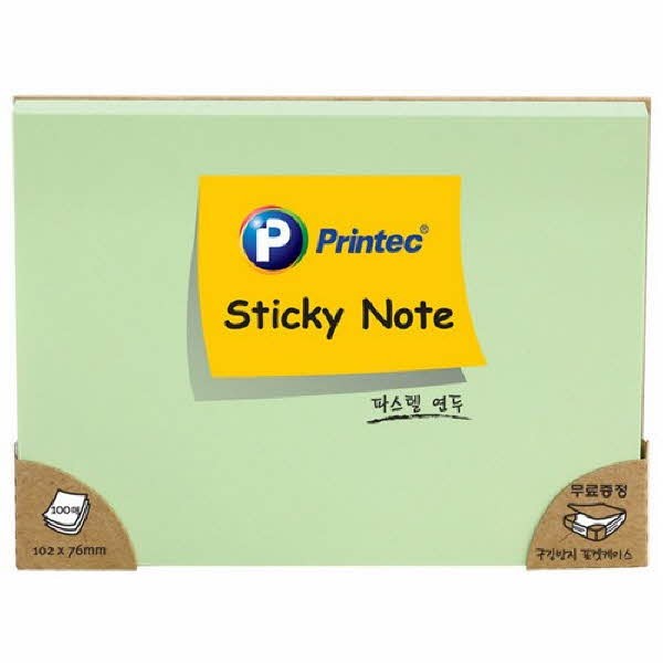 프린텍 10276G 스티키노트 파스텔연두 102X76 100매