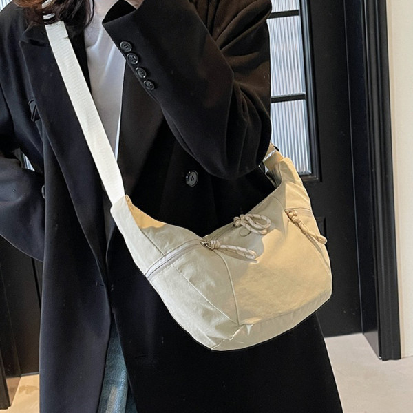 나일론 크로스 가방 가벼운 여행 휴대폰 백 아이보리