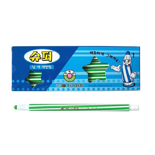 지구 색연필 낱색 채점펜 색칠펜 (연두 12자루)