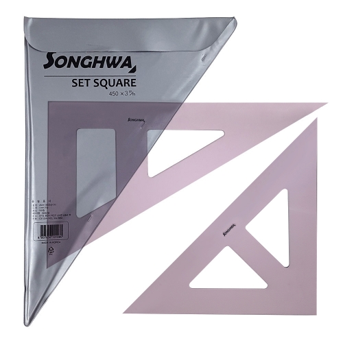 송화 삼각자 45cm 2개입 무선 색상랜덤발송