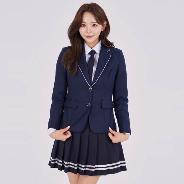 투버튼 화이트라인 여자 자켓 교복 학생복