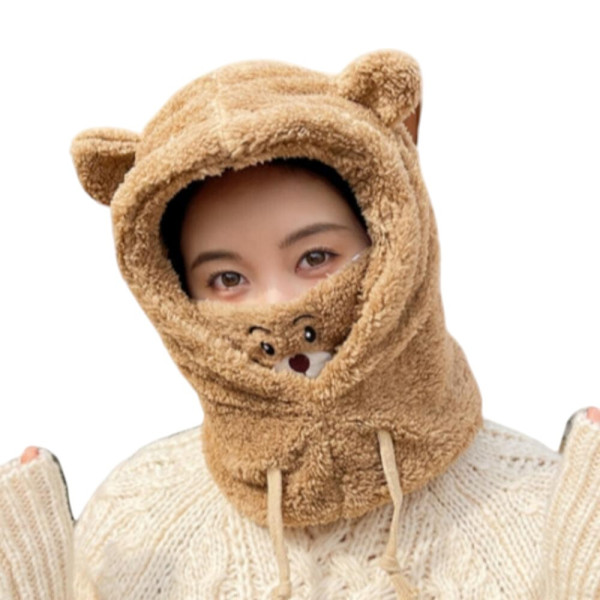곰돌이 마스크 넥워머 모자