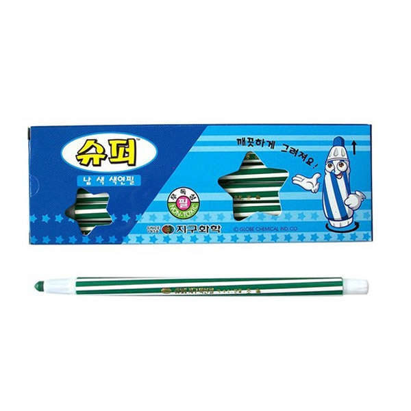 지구 색연필 낱색 채점펜 색칠펜 (초록 12자루)