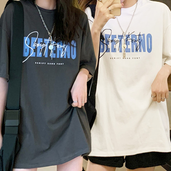여성 레터링 여름 여자 루즈핏 반팔 티 셔츠
