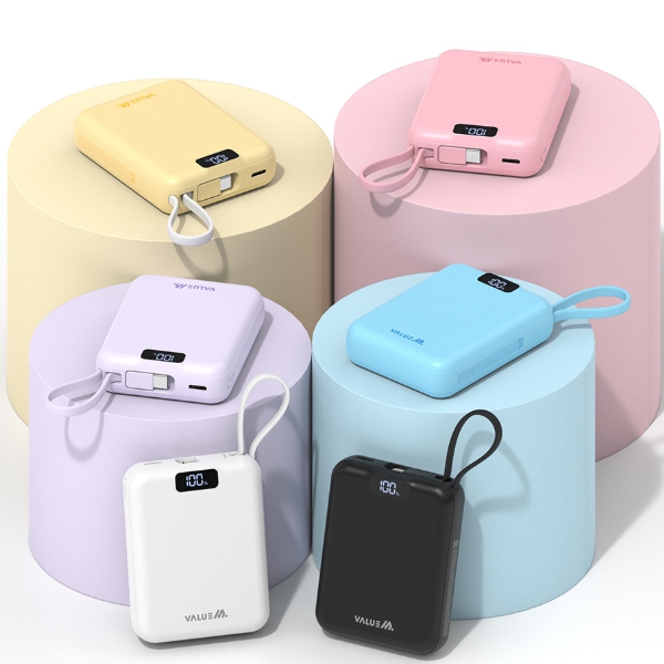 밸류엠 PD22 5W 고속충전 C타입 일체형 미니 보조배터리10000mAh블루