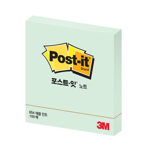 3M 포스트잇 654 애플민트 76 76 100매