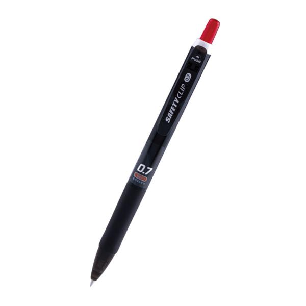 마이펜 세이프티클립 볼펜 적색 0.7mm 1EA