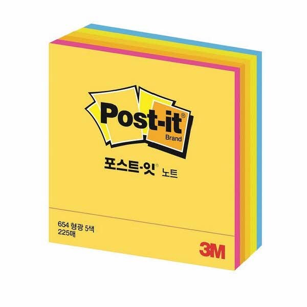 3M 포스트잇큐브노트형광 CU-33(45장 5색상 76x76mm)