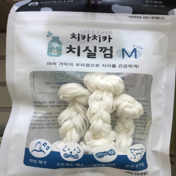 치카치카 우유 치실껌 반려견 애견 도그 M 3P 45g