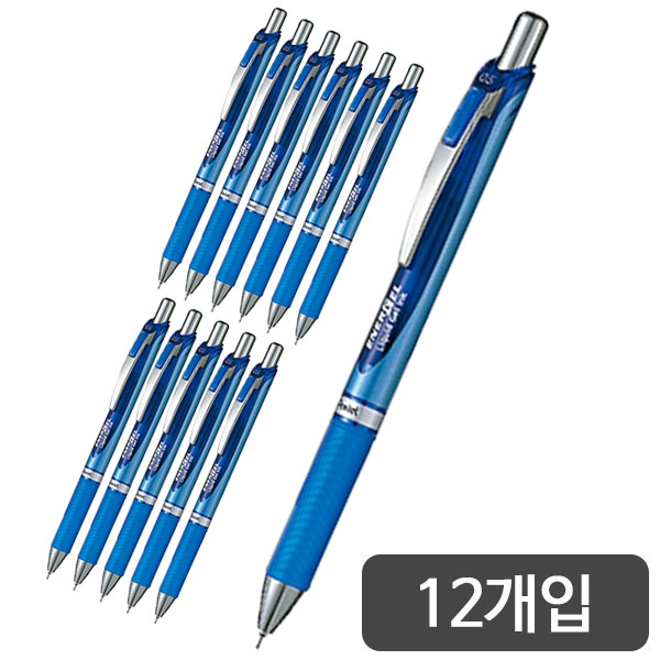 펜텔)에너겔 니들포인트펜(노크식/BLN75/0.5mm/청)-다스(12개입)