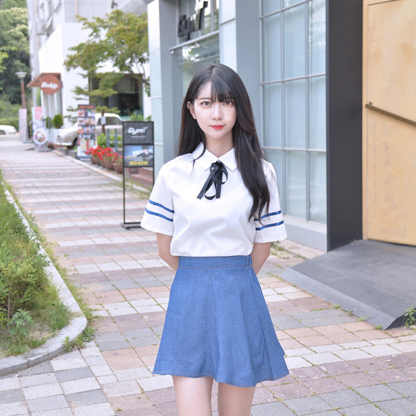 교복몰 하늘하늘 데님 세라복 세트 (반팔)