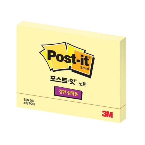3M 포스트잇 슈퍼스티키 657 SSN 노랑 점착식 메모지 102 76 90매