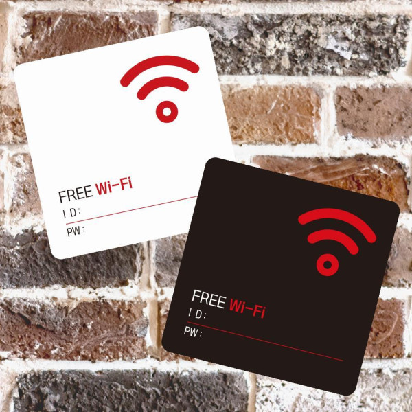 FREE Wi-Fi2 부착형 정사각 소형안내판 13x13cm 블랙