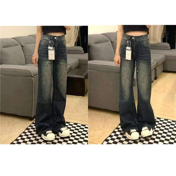 중청 하이웨스트 와이드 루즈핏 부츠컷 청바지