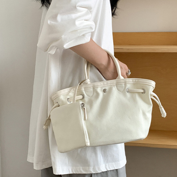 캔버스 토트백 데일리 핸드백 여성 손 가방 아이보리