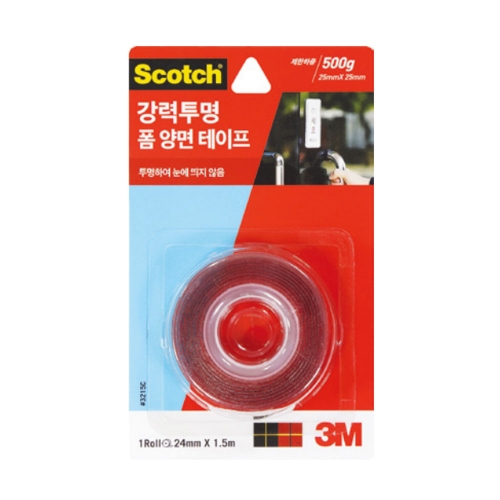 3M 스카치투명폼양면테이프 3215C 24mm 1 5m 강력투명 박스 24개