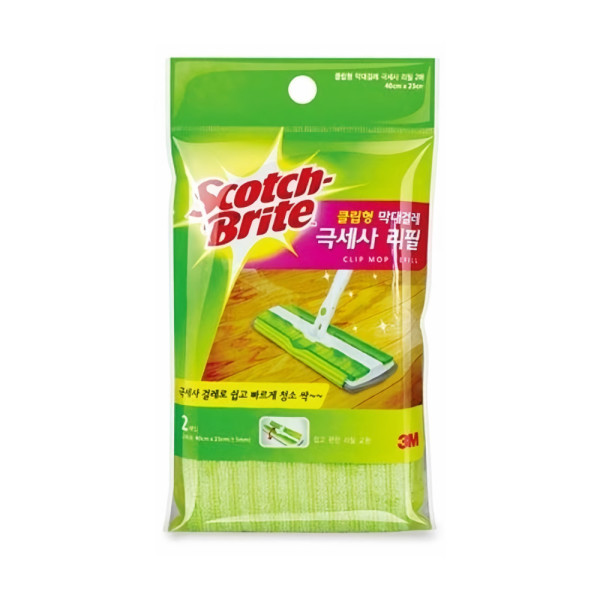 3M 클립형 막대걸레 극세사 리필 2매