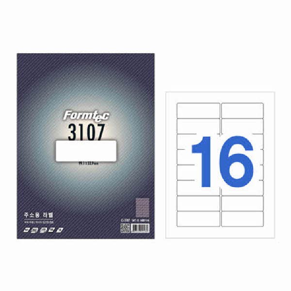 라벨지 주소용 16칸 100매 LS-3107 폼텍