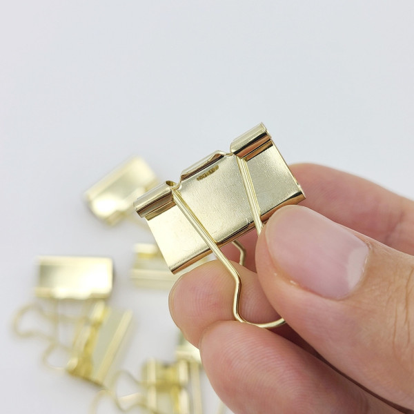 골드 메탈 미니 더블클립 서류 집게 19mm