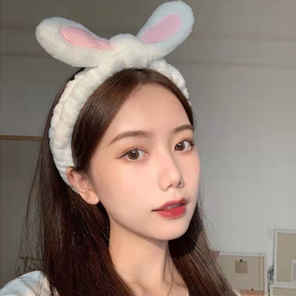 토끼 세안 헤어 머리 밴드 극세사 샤워 세수 머리띠 캐릭터 세안용 헤어밴드