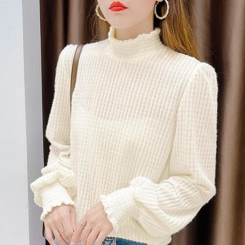 기모레이스슬림핏여성니트티셔츠