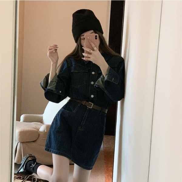 데님 원피스 스커트 사계절 내추럴한 캐주얼 짧은 기장으로 날씬함과 체형을 잘 살려주는