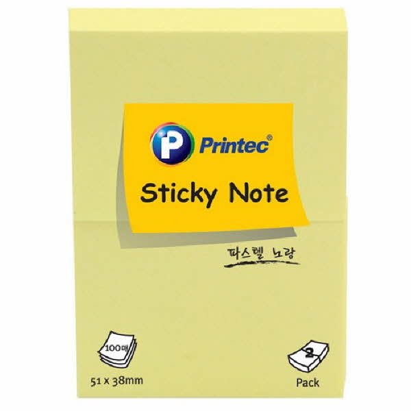 프린텍 5138Y 스티키노트 파스텔노랑 51 x 38 100매