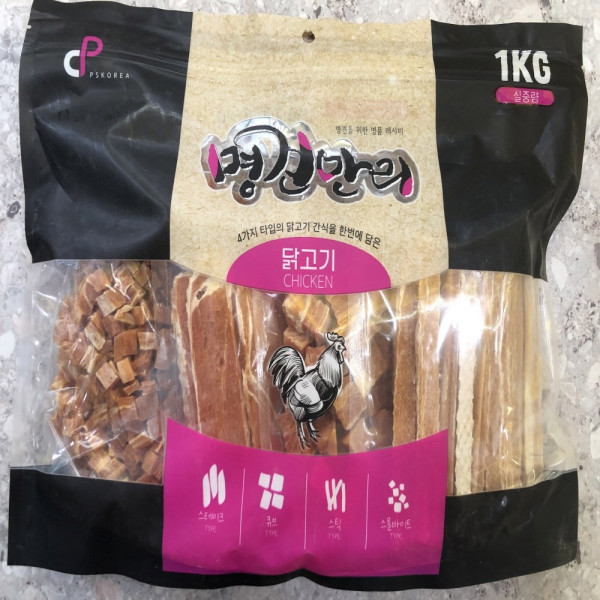 명견만리 대용량 닭고기 육포 강아지 반려견 사료 1kg