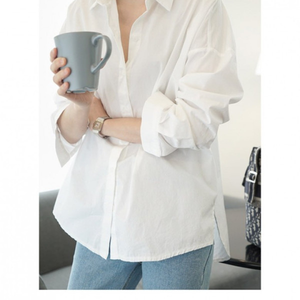 F277611 루즈핏 봄 가을 간절기 카라 기본 화이트 셔츠 남방 데일리 코디탬