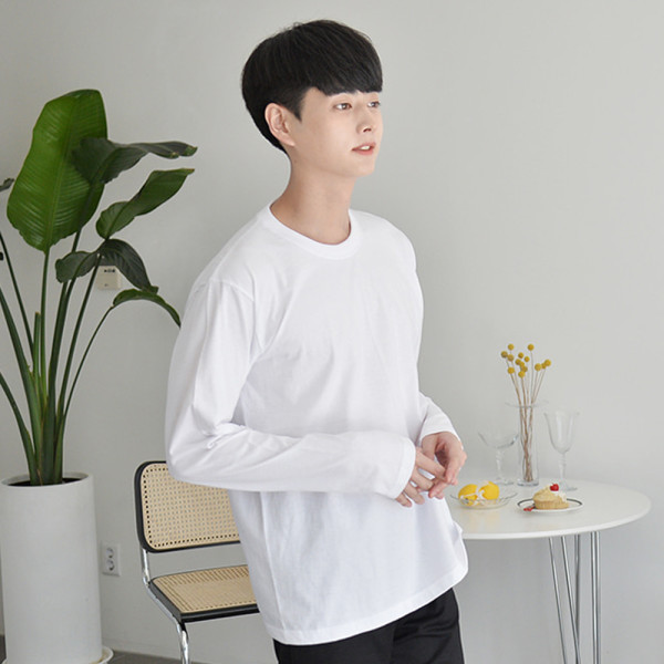 교복몰 민무늬 긴팔티 (4colors) 티셔츠