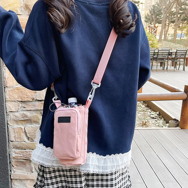 여행용 미니 크로스백 나일론 핸드폰 가방 핑크