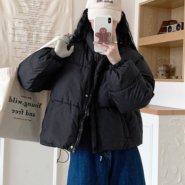 경량 크롭 숏 패딩 여성 겨울 짧은 점퍼 블랙