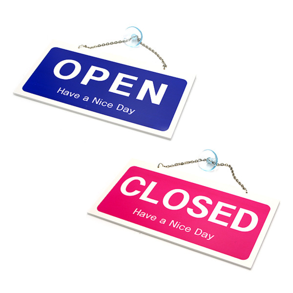 OPEN CLOSED 양면 걸이형표지판 큐방 팻말 300x160mm 디자인문패