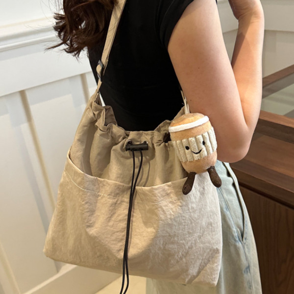 여성 데일리 나일론 복조리 백 가방 키링 set 베이지